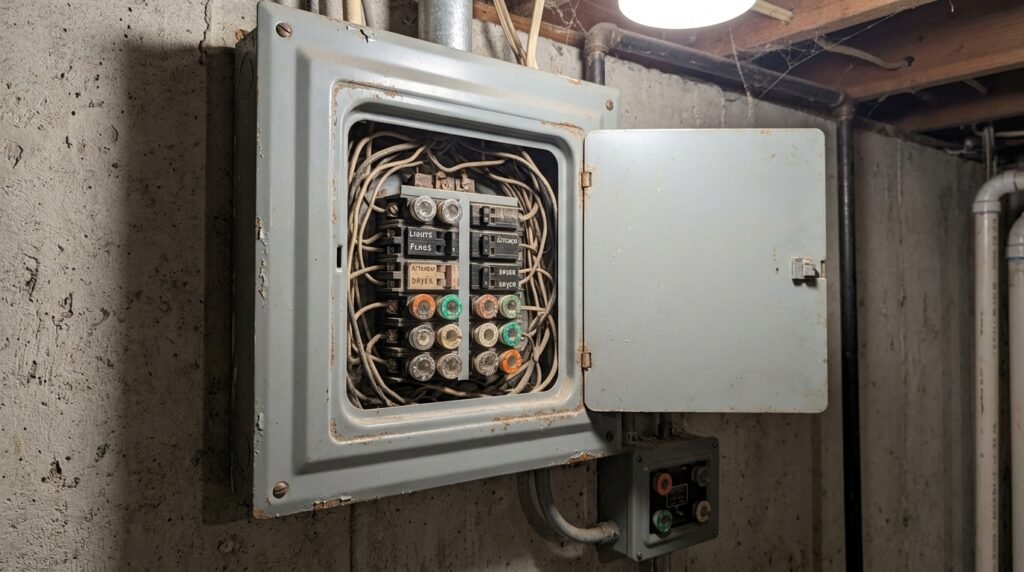 Which Visible Signs Point Toward an Outdated Electrical Panel?